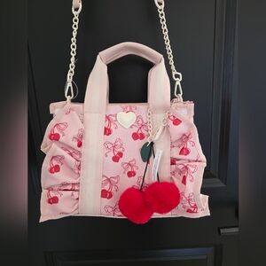 NWOT Betsey Johnson Pink Cherry/Bows Ruffle Tote - LBRUFFLE